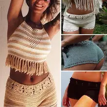 Покрывало «русалочка», ручная вязка шорты Для женщин летние, пляжные, в богемном стиле хлопковые со средней посадкой шорты; комплекты для девочек; пикантные узкие шорты Femmel плавки