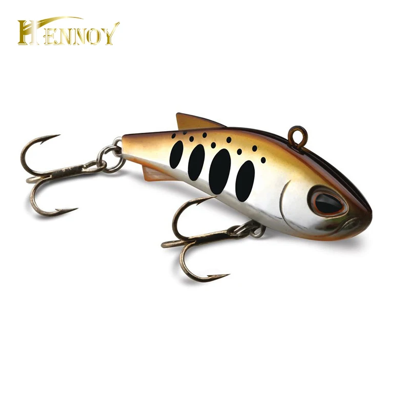 

Hennoy 1 pcs Sinking VIB Bait Fishing Wobblers 4cm 3.5g with Double Treble Hook Rattling Vibration Lure-5 colors