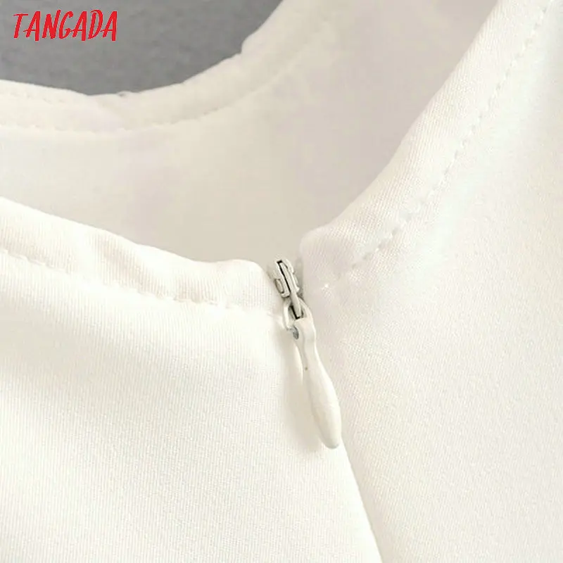 Tangada модное женское белое мини-платье на пуговицах с глубоким v-образным вырезом и пышным коротким рукавом, женское ТРАПЕЦИЕВИДНОЕ ПЛАТЬЕ vestidos 3H232