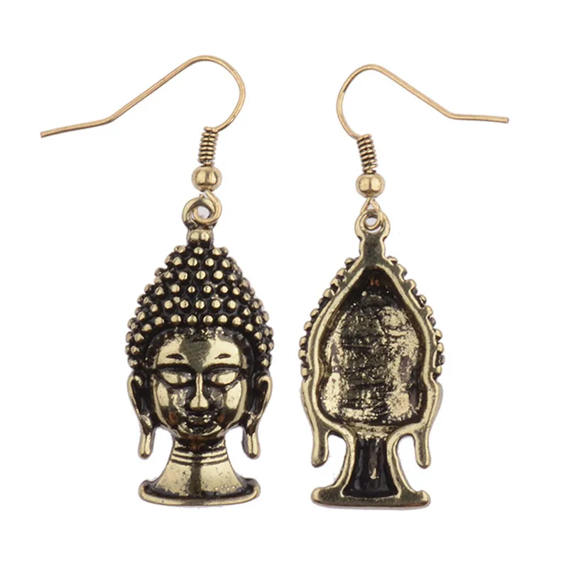 New Arrival 2017 Silver/Gold Buddha Dangle Earrings Women Fashion India/Thailand Buddha Earrings HQE275 - Image 4