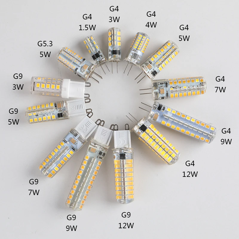 G4 G9 светодиодные лампы SMD 2835 3014 AC220V LED 3 Вт 5 7 9 12 кукурузы для Chanderliers 360 градусов