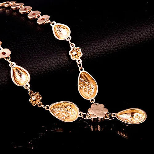 Banquet Flower Waterdrop Pendant Collar Necklace Bracelet Ring Earrings Wedding Party Elegant Jewelry Sets Women Valentine Gifts