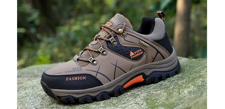 GOMNEAR Men Trekking Hiking Shoes Winter Outdoor Hunting Shoes Breathable Waterproof Antiskid Jogging Athletic Sport Sneakers