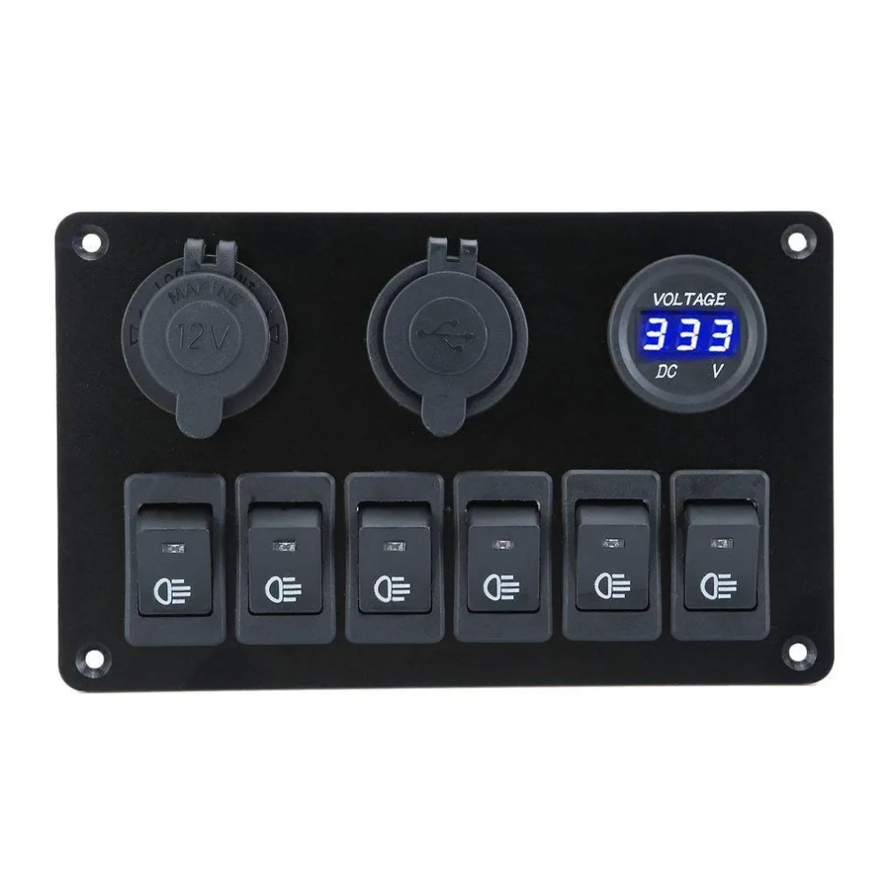 6 Gang Switch Panel Waterproof Marine Boat Rocker Switch PanelCar