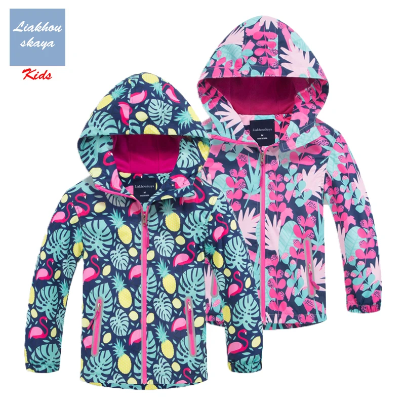 

Liakhouskaya 2019 Fashion Kids Fleece Casaco Jacket For Girls Flower Coats Outerwear Children's Spring Windbreakers Water Proof
