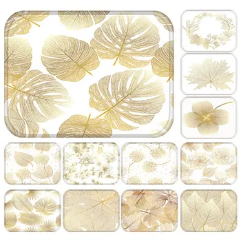 

Golden Tropical Leaves Anti-Slip Doormat Kitchen Entrance Door Mat Suede Velvet Carpet Rubber Indoor Floor Mats Rug 48255