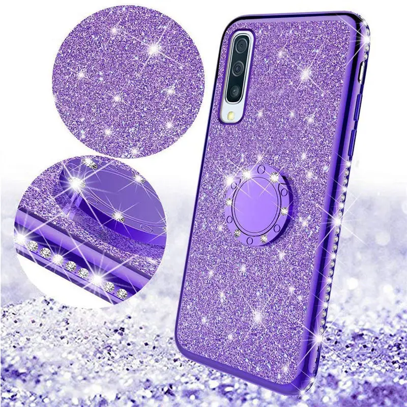 Diamond Bling Glitter Soft TPU Case Cover on sfor Samsung A30 A20 A10 A50 A70 M20 A6 A8 A7 2018 Magnetic Finger Ring Stand Coque (10)
