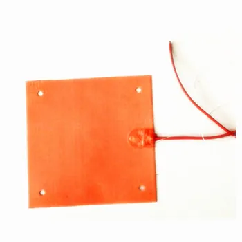 

200C 310*310*1.5mm Heat Pad for CR-10 3D Printer silicone heater 230v 600w adhesive 1 side 4*12mm holes on pad 1000mm lead wire