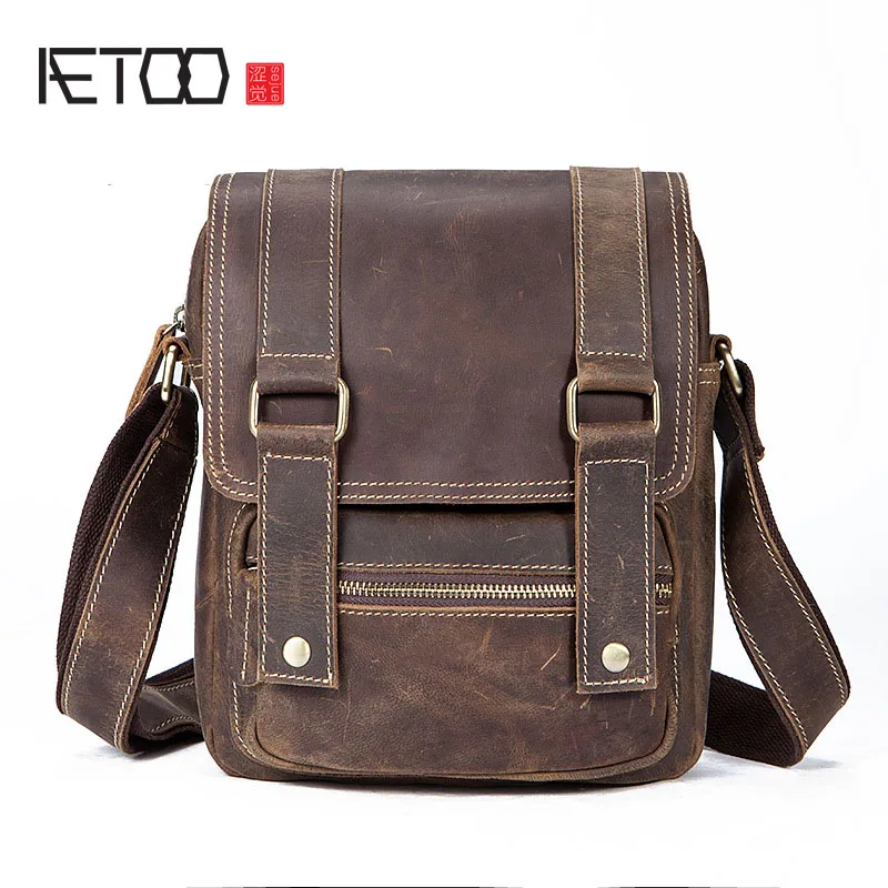 

AETOO CLeather men bag shoulder bag retro fashion leisure men bag business men's shoulder Messenger bag