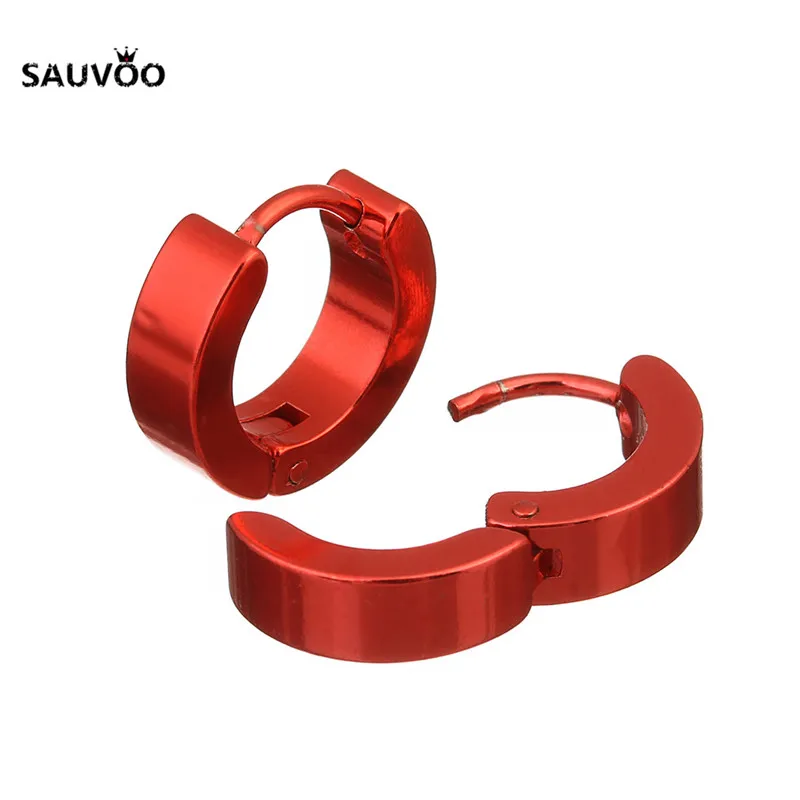 

1 Pair New Fashion Metal Stainless Steel Small Loop Hoop Earring Silver Gold Blue Black Color Piercing Earrings for Men Women