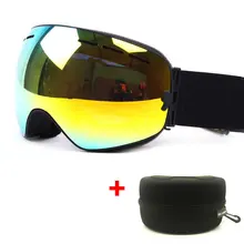 UV400 противотуманные Двойные лыжные очки с линзами большие Лыжные маски очки лыжные снежные очки для сноуборда зеркальные очки с покрытием чехол для мужчин