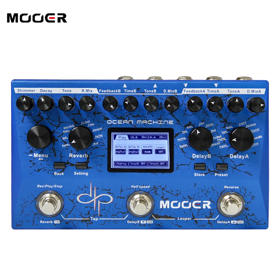 

MOOER Ocean Machine 2 independent DELAYS 9 Different Reverbs 24 preset spaces Guitar Effect Pedal With 2 Mode Of Operation