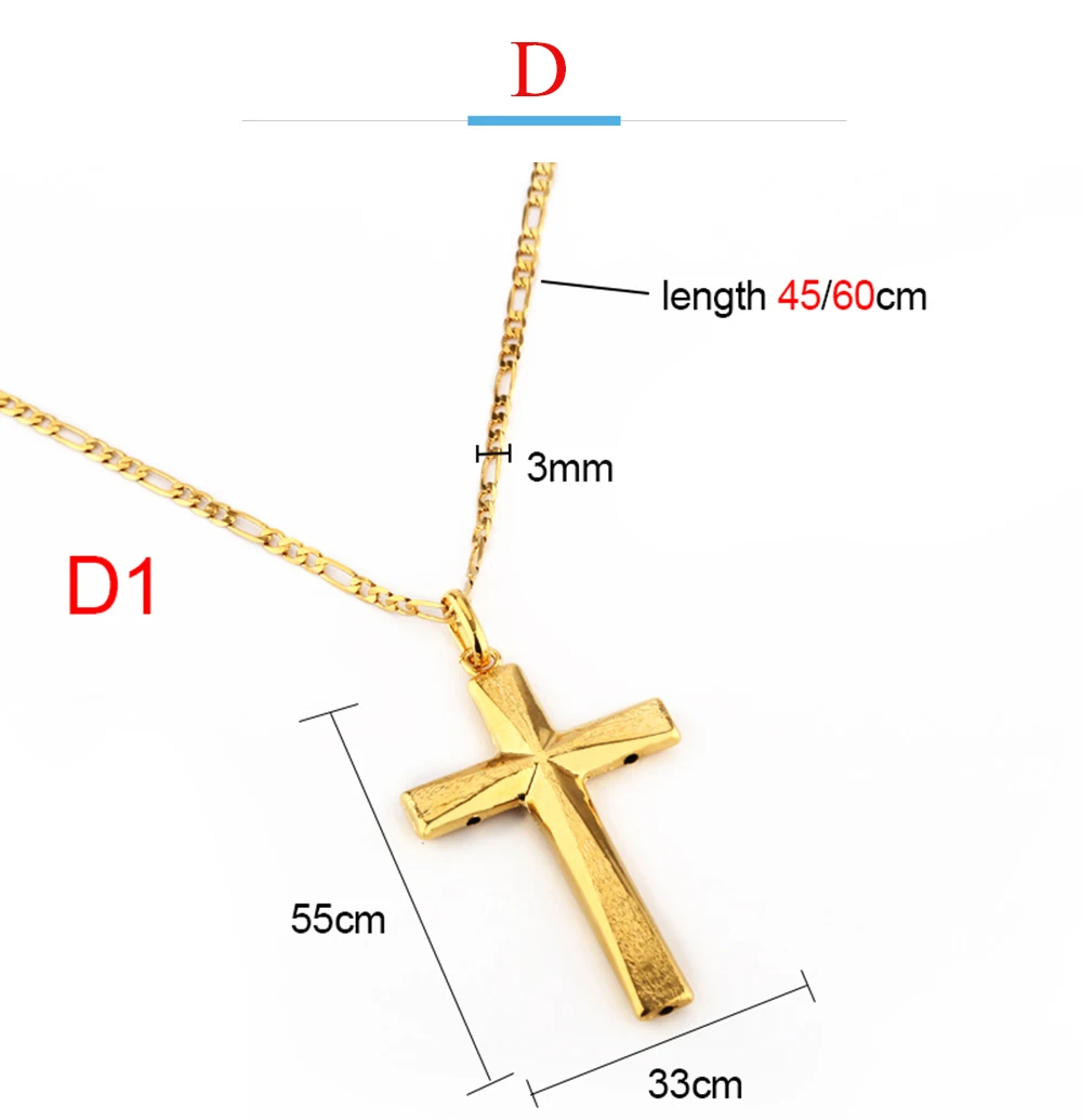 JIN HUI новые модные ювелирные изделия золотого цвета распятие еврейский религиозный крест ожерелья Подвеска для женщин/мужчин христианская длина 45 см