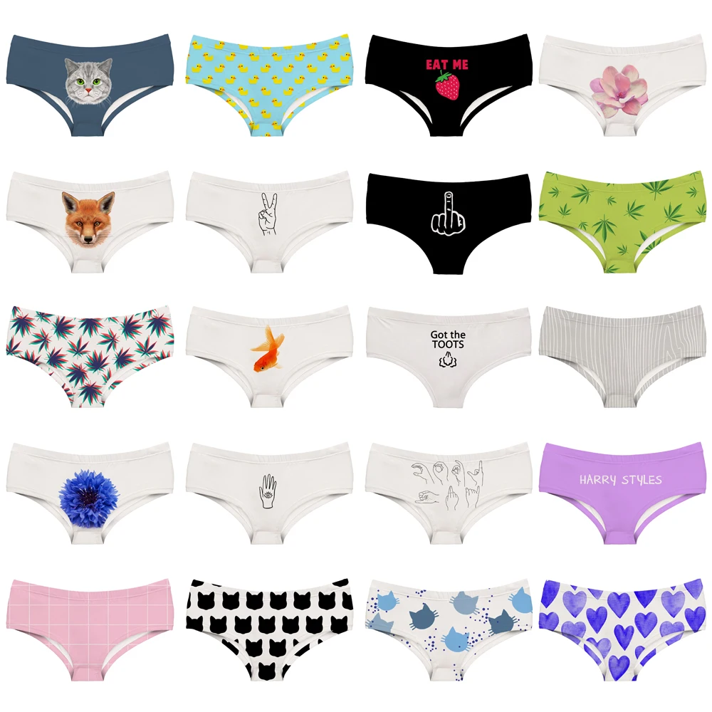 

LEIMOLIS Cartoon Animal flower funny print sexy hot panties female kawaii Lovely underwear push up briefs women lingerie thongs