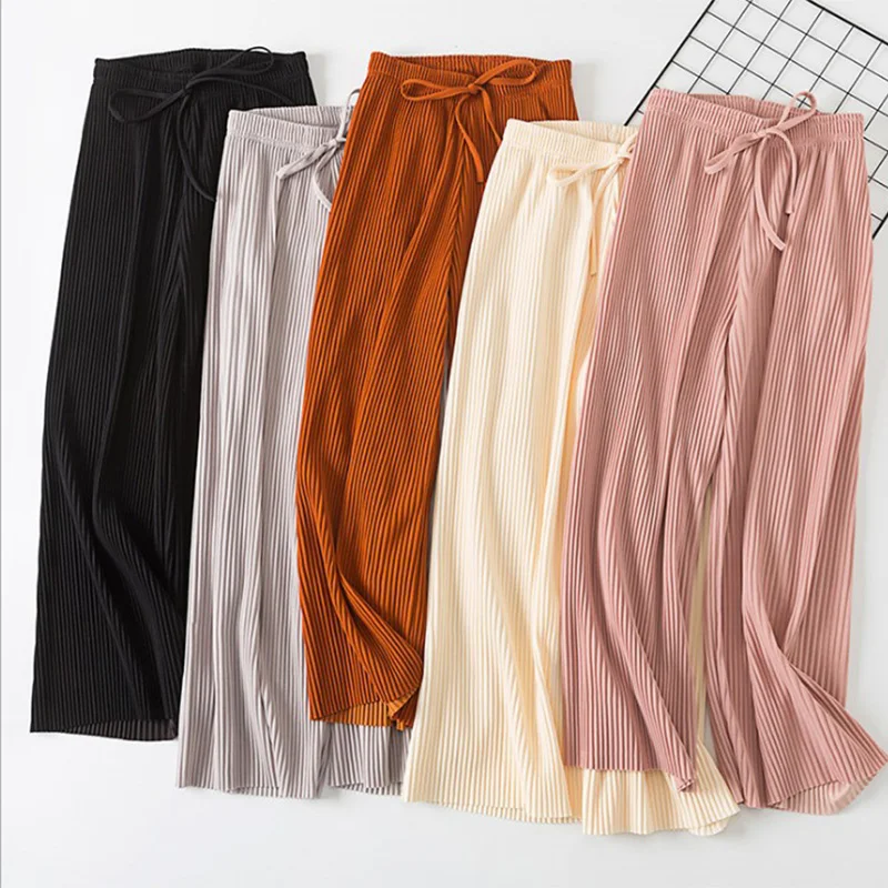 Luckymily, высокое качество, хлопок, женские модные летние штаны с эластичной талией, высокая талия, длина по щиколотку, Csaual, одноцветные штаны