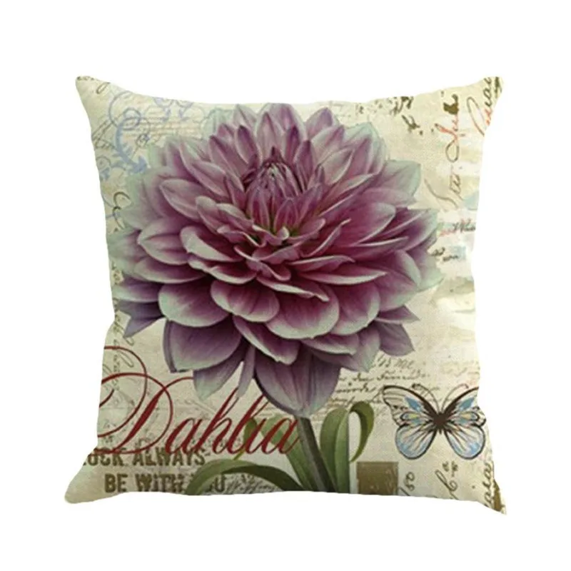 Feather Painting Linen Cushion Cover Throw Pillow Case Sofa Home Decor5