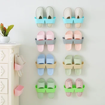

5pcs/set Shoe Rack Wall Slippers Hanging Shelf Shoes Cabinet Bathroom Display Holder Shoe Storage Organizer