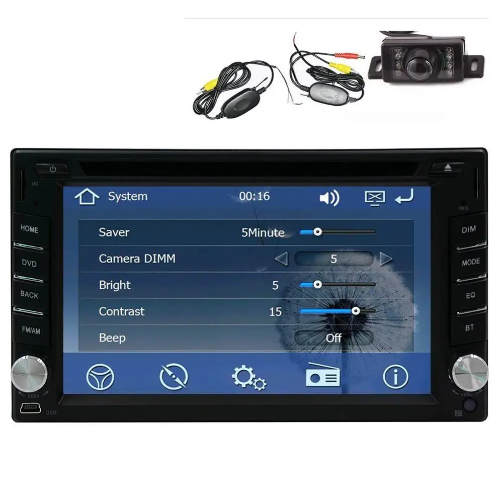 Wireless Backup Camera+6.2'' Car DVD player GPS Navigation Double 2din