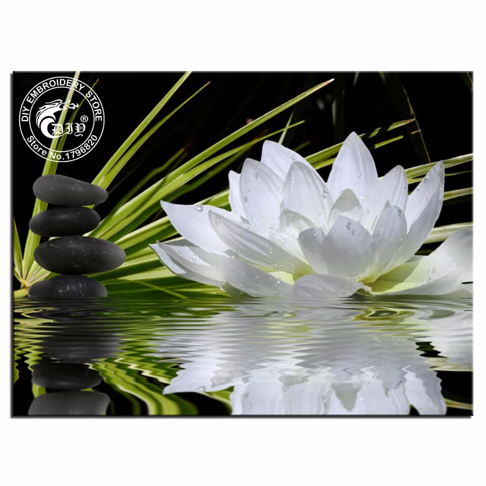 

3D Diy Diamond Painting Cross Stitch Water Lily Resin Needlework Home Decor Full Rhinestone Mosaic 5D Diamond Embroidery Icon
