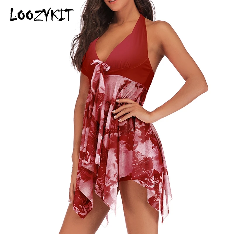 Loozykit 2019 летний женский купальник сексуальный цельный Модный Принт пуш ап