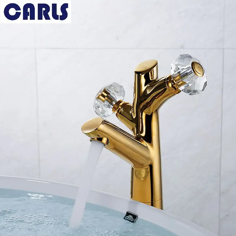 

CARLS European style creative bathroom washbasin faucet single hole two handle balcony hot and cold water basin faucet