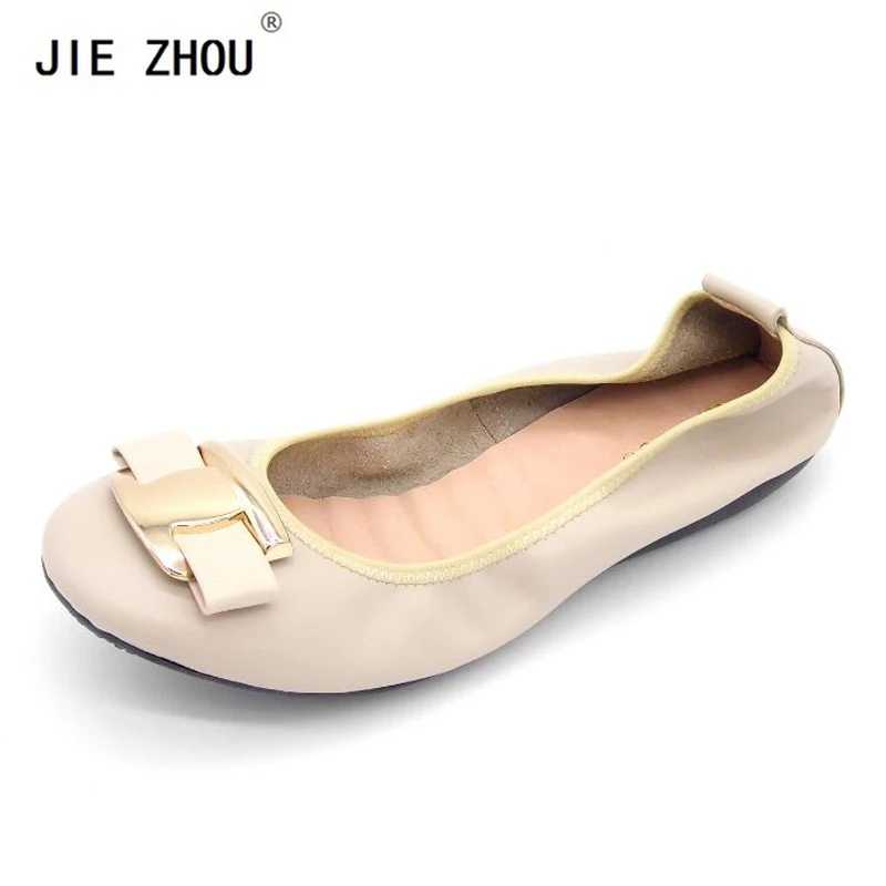 

New 2018 Women Genuine Leather Shoes Slip-On Women Ballet Flats Round Toe Casual Women shoes Moccasins Autumn ladies shoes