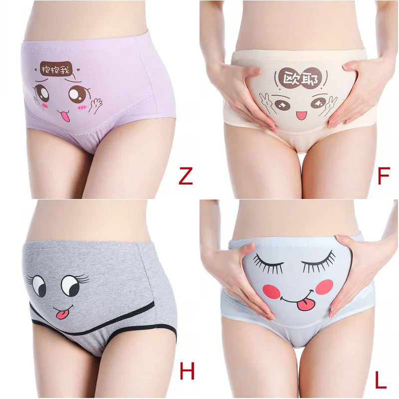 

4pcs/set Women Cotton Pregnant Panties High Waist Mother Support Women Cute Face Underwear Cartoon Postpartum Briefs Pregnancy P