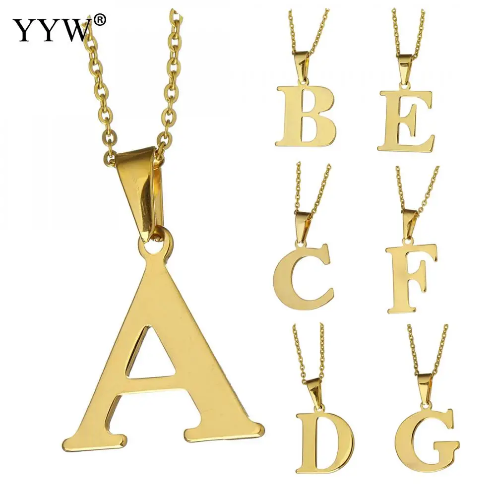 Fashion English Letter Necklace Pendant Alphabet Letters A Z Stainless