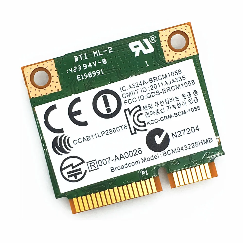 Broadcom BCM943228HMB BCM43228 Half Mini PCI e Wlan Беспроводная BT Bluetooth 4 0 карта 300M для 210 G1/820 G1|broadcom