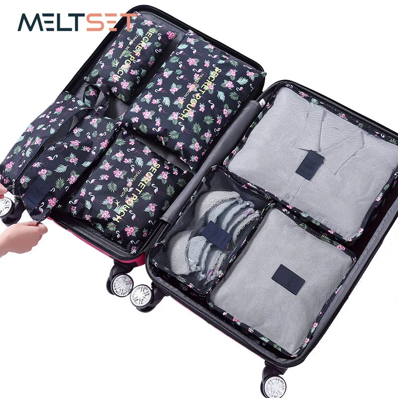 7 قطعة/المجموعة السفر حقيبة التخزين عالية قدرة الملابس مرتب الحقيبة الأمتعة المنظم المحمولة حاوية للماء تخزين الأحذية حقيبة