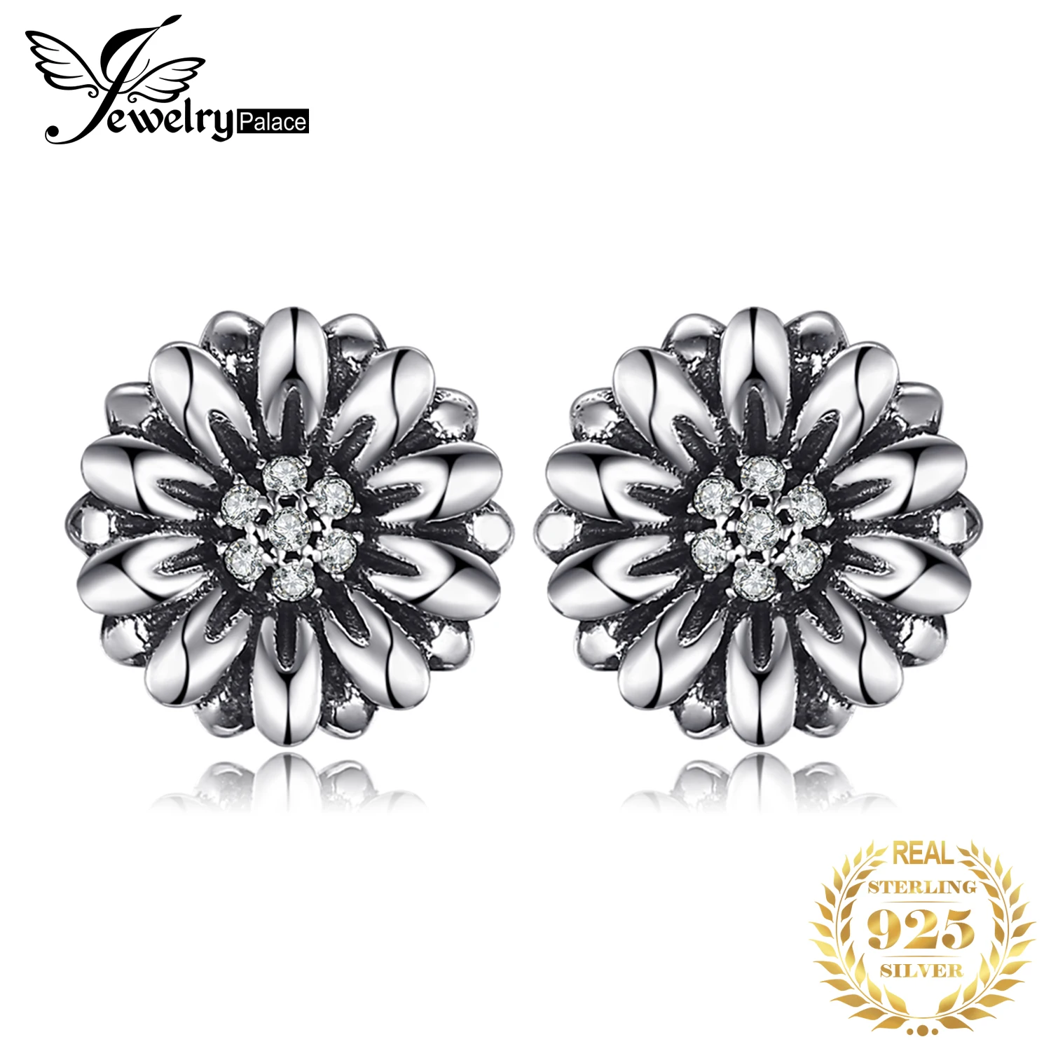 JewelryPalace Vintage Flower Cubic Zirconia Earrings 100% 925 Sterling Silver Brand New Jewelry Accessories gift | Украшения и