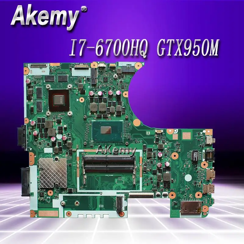  N752VX MB._0M/I7-6700HQ/AS GTX950M N16P-GT-A2 Mainboard REV 2.0 For Asus N752V N752VX Laptop Mother