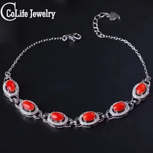 Классический браслет с драгоценными камнями, 6 шт., натуральный, aka, коралловый серебряный браслет, цельнолитой серебряный браслет, украшения коралловые браслеты для женщин, подарок