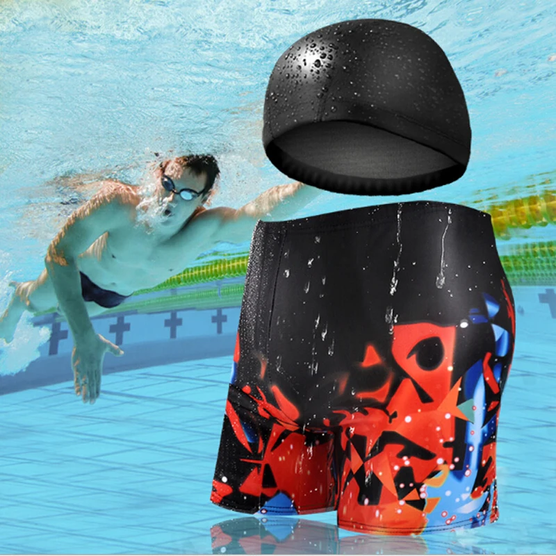 Men Swimwear Trunks Breathable Spandex+Polyester Material Swimming