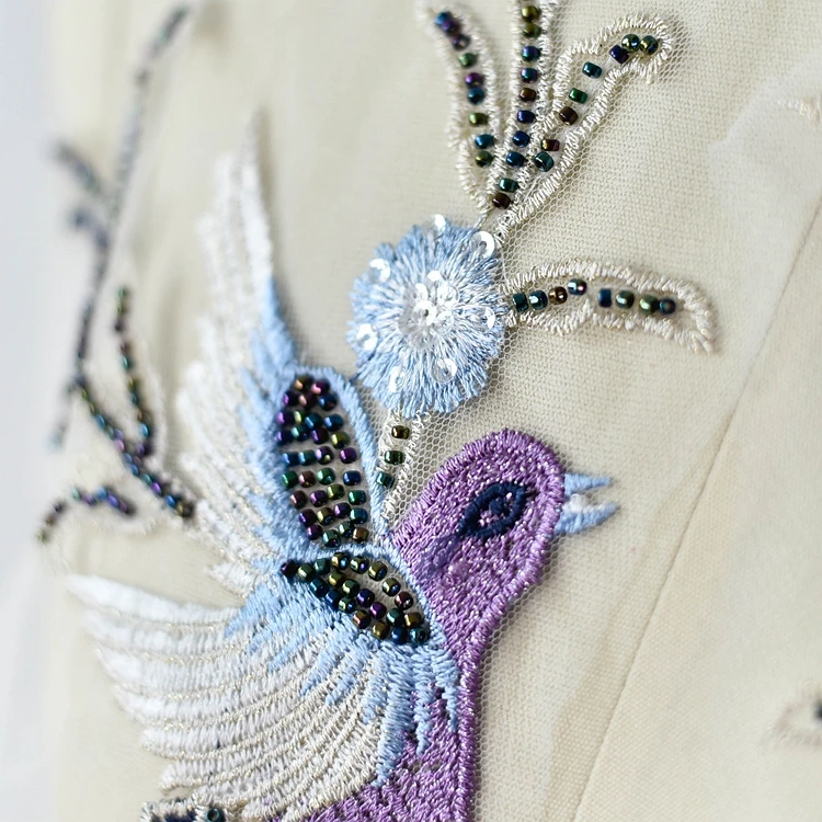 Цветной вышитый бисером блестки вышитая птица Цветы аппликация ручной работы diy Одежда декоративная заплатка кружевной материал