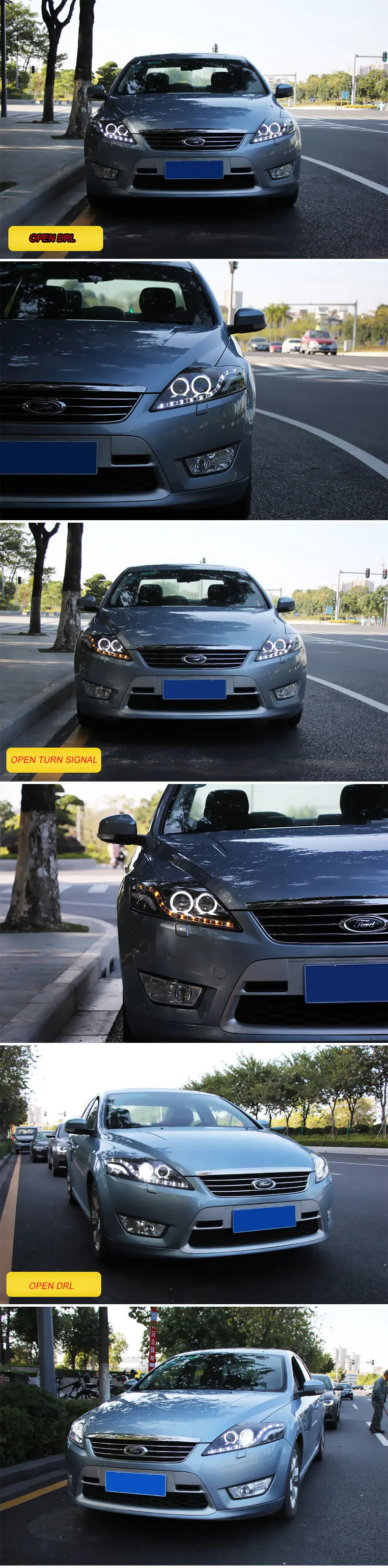 Автомобильный Стильный чехол на голову для Ford Mondeo 2007-2012 фара для фар DRL вариант ангельские глазки Биксеноновые линзы ближнего света