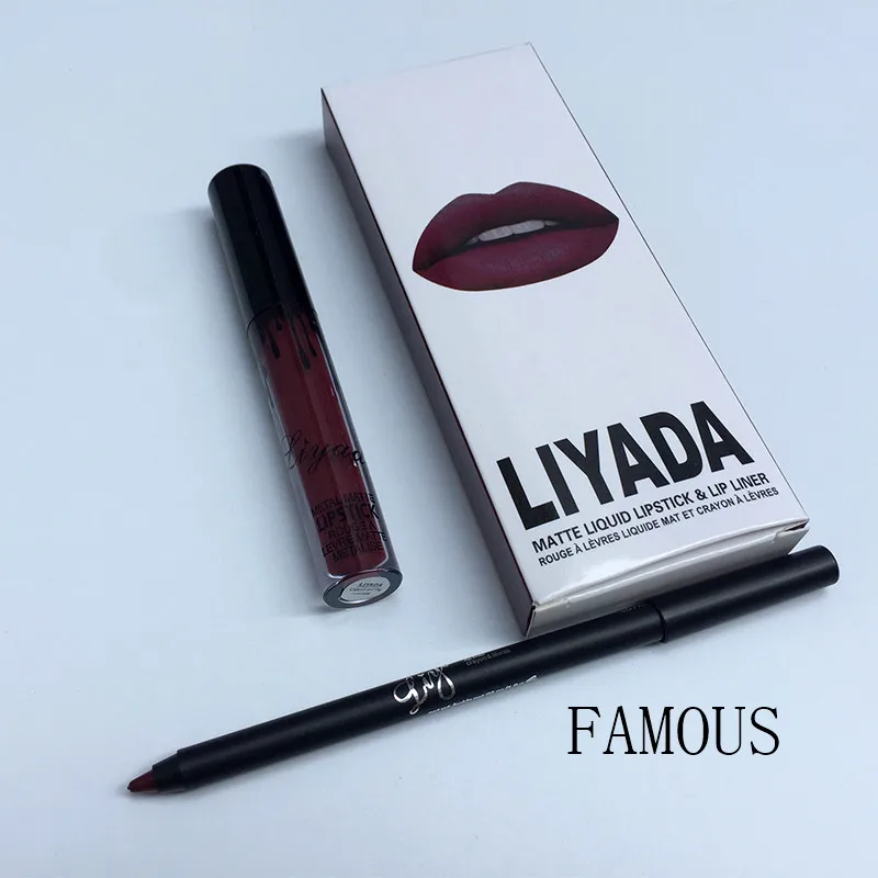 Лидер продаж года liyada Марка жидкая матовая помада комплект Lips Pencil Губы Макияж Lasting Водонепроницаемый Коврики ручка блеск для губ Косметика