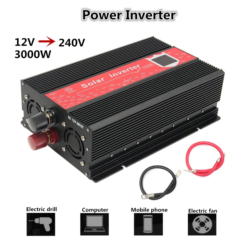 

3000W Peak- 6000W Solar Power Inverter DC 12V To AC 240V Sine Wave Car Home Inverter Voltage Transformer Convertor