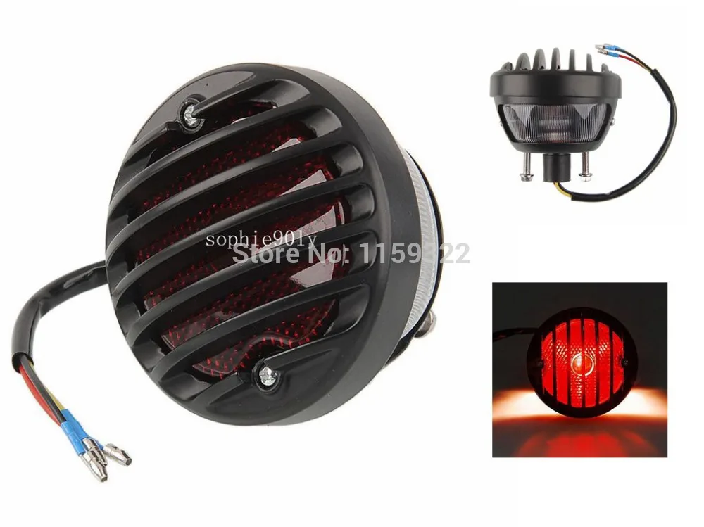 

UNDEFINED Universal Motorcycle Black Round Motorcycle Tail Brake Light for Harley Sportster Bobber Chopper Rat Custom 883 1200