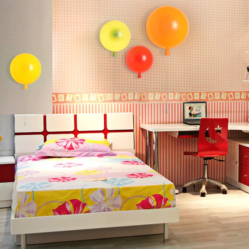 Colorful Balloon Wall Lamp 20cm/25cm/30cm/35cm Modern Children Bedroom Bedside Wall Sconce With Pull Switch Wall Light