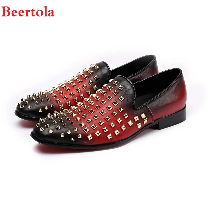Beertola Mocassins Do Homens Rebite 46 Misturadas Genuíno Sapatos De 37 Tamanho Completa Cores Couro Redondo Dedo Luxo Pé Picture vermelho preto As Picture Sapatas Marca Casuais as Azul Dos vr8q0xv
