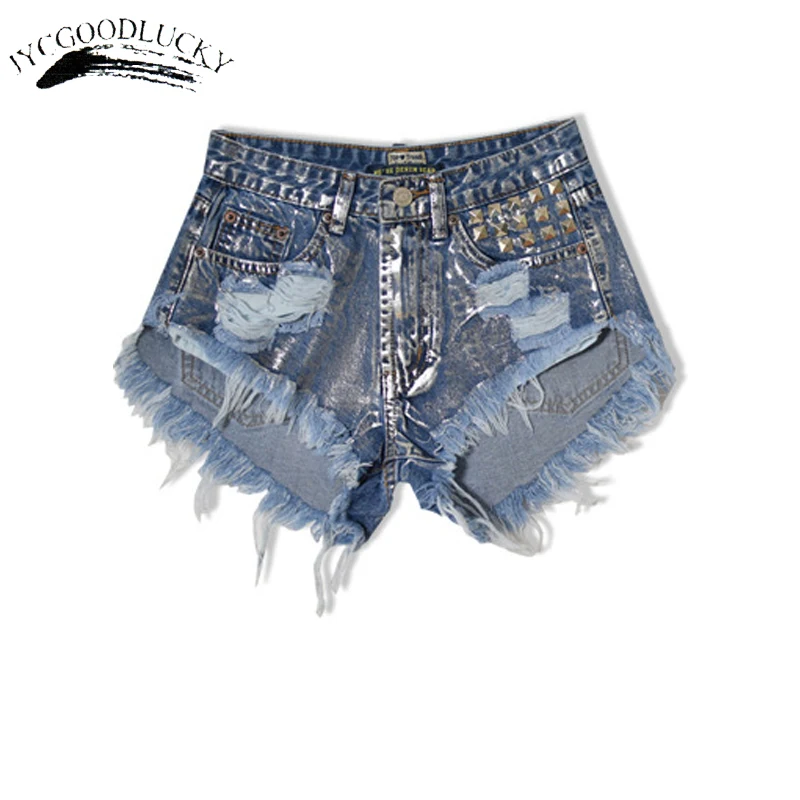

Ripped Jeans Women Shorts Rivet Summer Sexy Shorts Jeans Hollow Hip Worn Hole Shorts For Women Hot Sale Denim Jeans Woman Plus