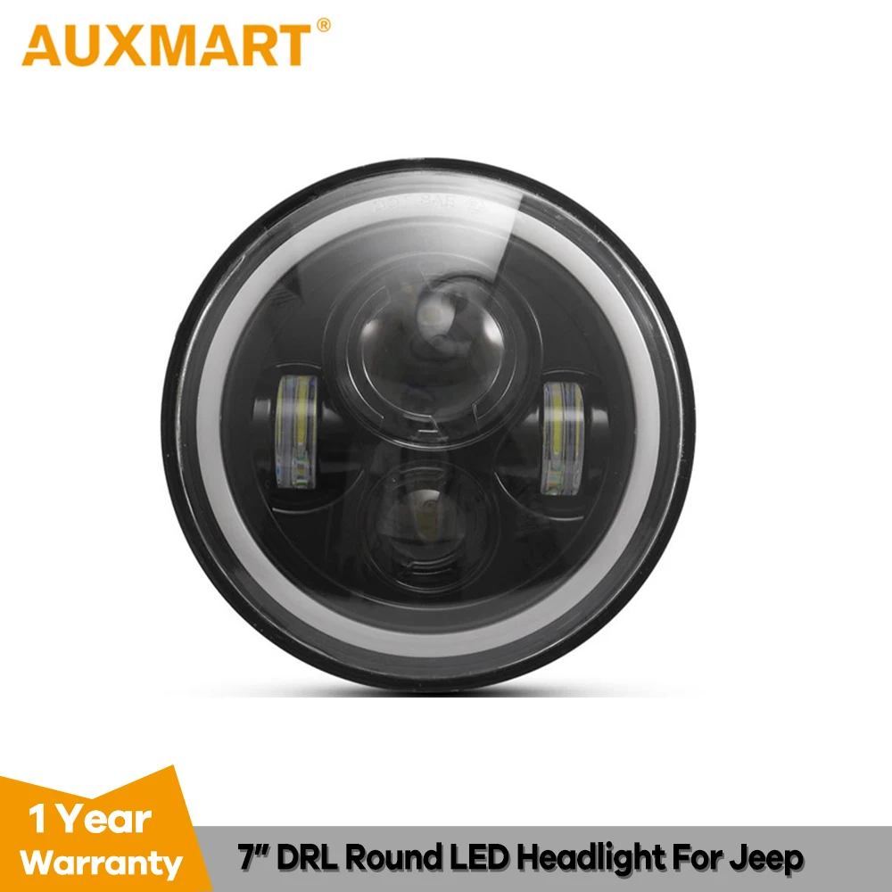 Auxmart 7 дюймовые фары Желтый Белый Halo угол глаза светодиодный для авто 12v Jeep Wrangler JK