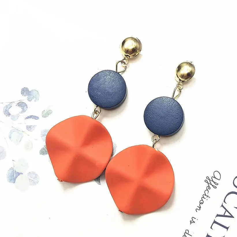 

New Long Big wave Round Earrings For Women Korean Dangle Geometric Drop Earrings 2019 Statement Gold Earrings