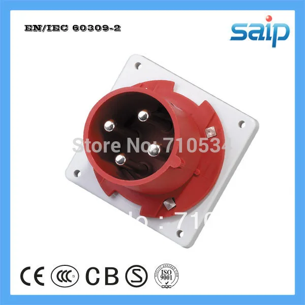 

CEE/ IEC International Standard IP44 Wall Panel Mounted 400V, 63A, 4P Industrial Plug