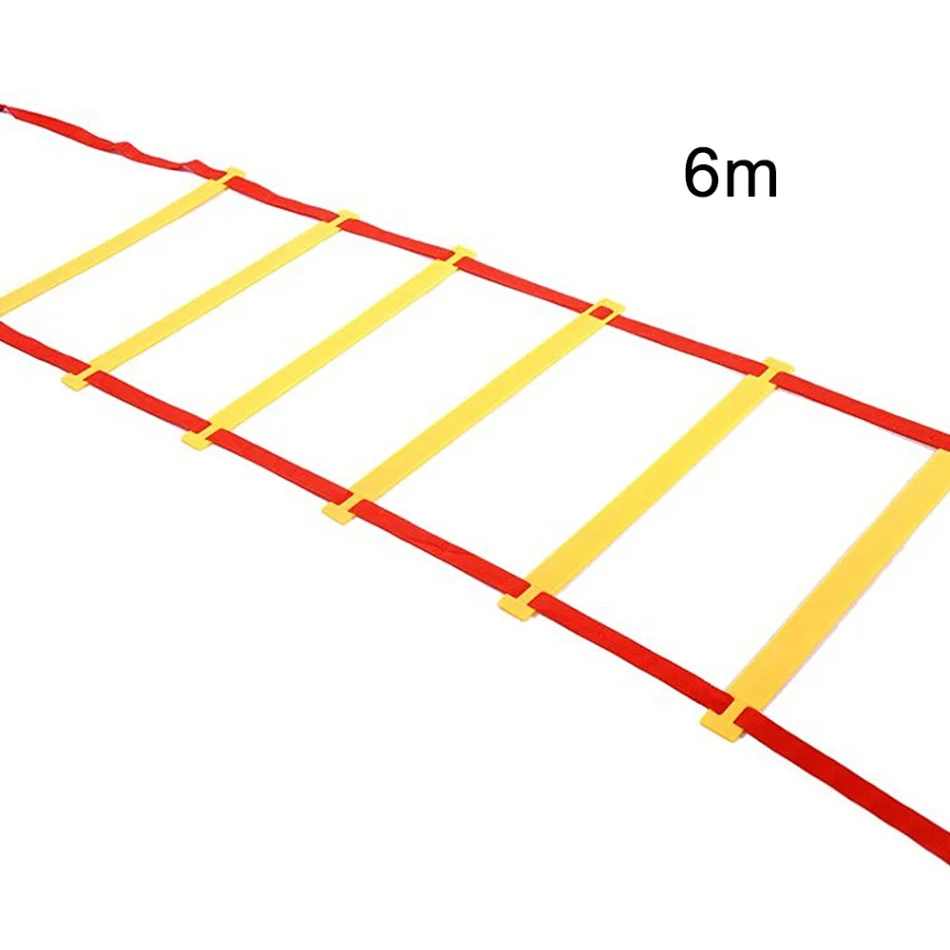 Лестница для тренировки ловкости скорости плоский руг с сумкой для переноски для Тренировка по футболу 3,0 м/5,0 м/6,0 м/8,0 м/10,0 м - Цвет: 6m