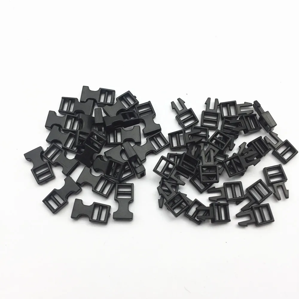 50sets Plastic Tiny 16x6mm Mini Belt Buckles Sewing DIY Patchwork Doll Clothes Adjustable Buttons Accessories Black White Clear