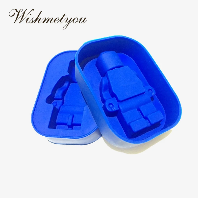 

WISHMETYOU DIY Robot 3D Mini Building Blocks Small Robot Chocolate Cake Jelly Silicone Mold Ice Cube Robot Cake Decorating Mold