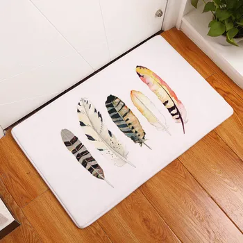 

Flannel Floor Mats Feather Printed Bathroom Living Room Carpets Doormats Car Mat for Hallway Anti-Slip Tapete