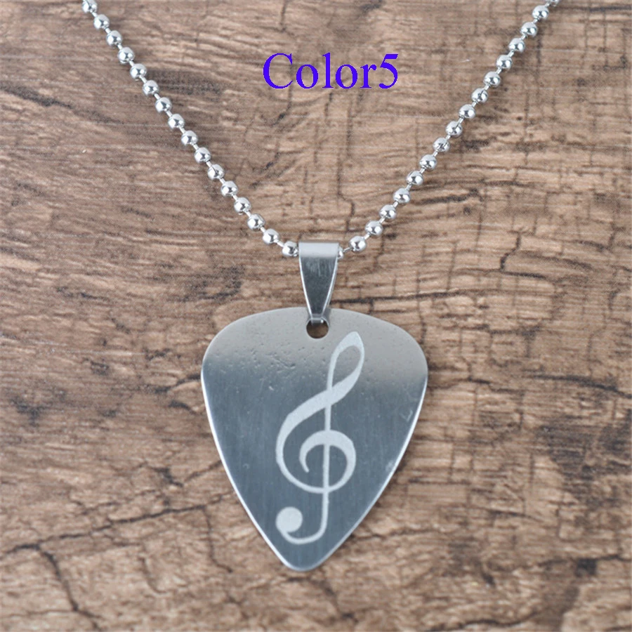 1.2mm Fashion Cool Metal Necklace Guitar Pick For Acoustic Classic Electric Guitar Alloy Music Picks Plectrum (6)